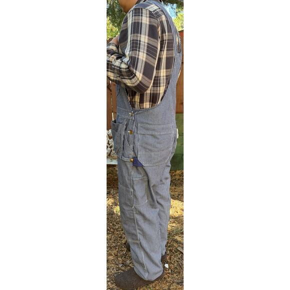 Vtg Sears Bib Overalls 40x30 Hickory Striped Railroad Toughskins Union Made USA - Picture 7 of 16